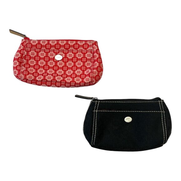 Set of 2 Vintage Nine West Makeup or Travel Pouches – Red Geometric & Black with - Picture 1 of 6